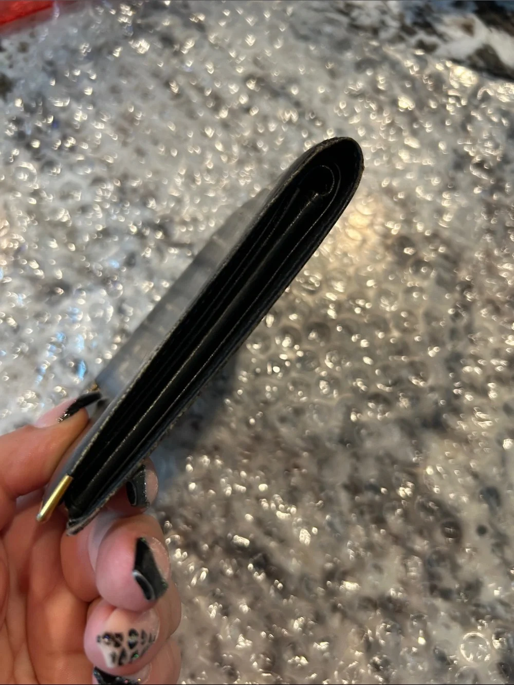 Dunhill Black Leather Bifold Wallet with Gold Corner Accents